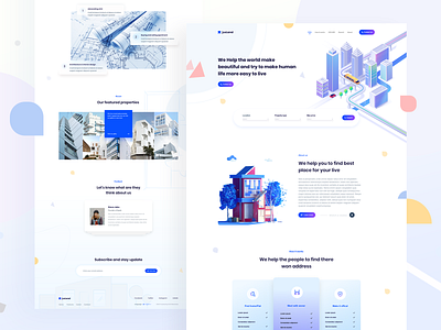 Justland property web concept 2021 app architectural architecture branding builder building clean dashboard illustration morshad96 new one page property property developer web white