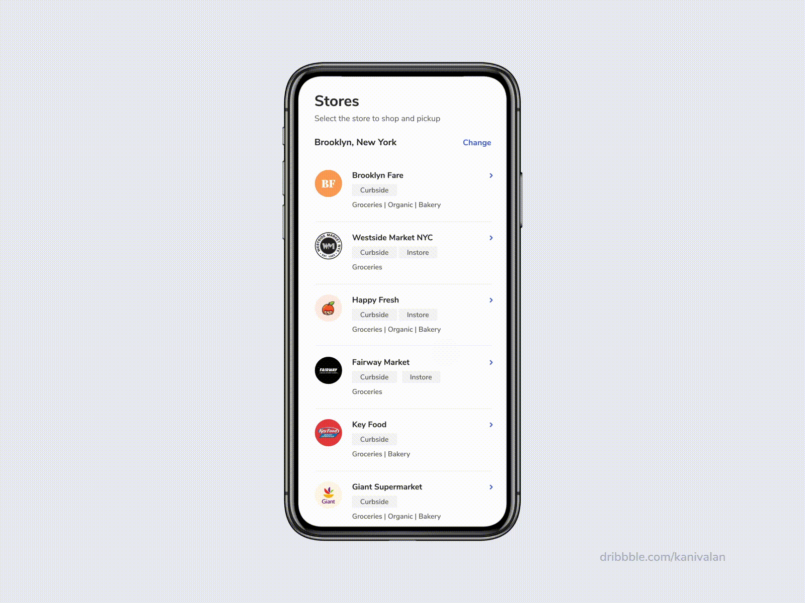 Grocery app preview - animated gif