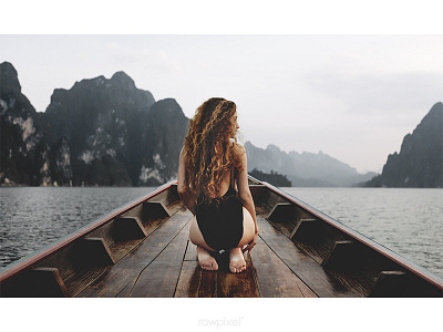 Wanderlust girl -01 back boat island mountains nature photography swimwear thailand travel vacation wanderlust woman