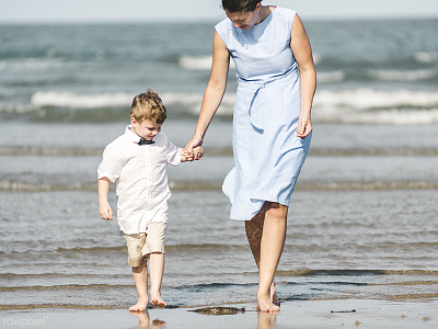 Love Moment 10 beach boy family happiness holding hands kid love moment mother sea son summer