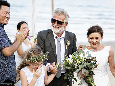 Love Moment 07 beach bouquet bride ceremony flowers groom happiness love senior smiling together wedding