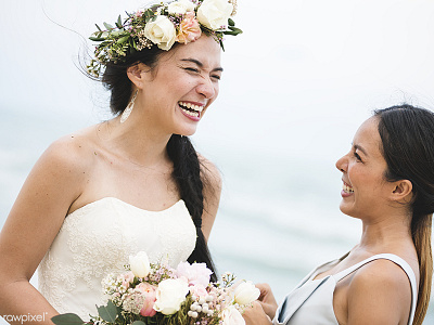 Love Moment 03 bouquet bride bridesmaid happiness smile women