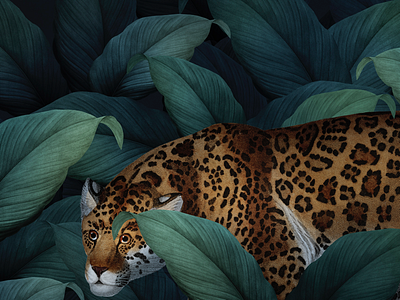 Tropical vibes 02 cheetah illustration tropical vintage wild