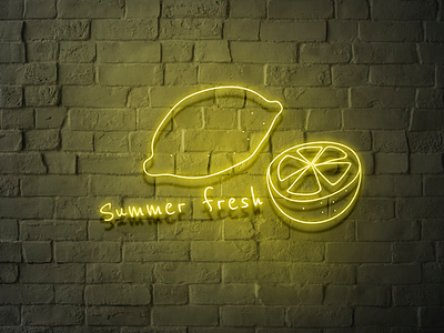 Summer fresh yellow neon sign brick neon neon light neon sign wall yellow
