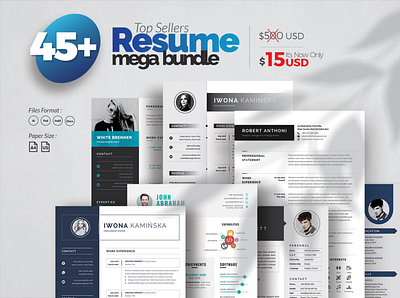 MS Word Resume Bundle a4 bundle clean coverletter creative design docx indesign infographic job pack photoshop resume seekers seller template top us lettter word