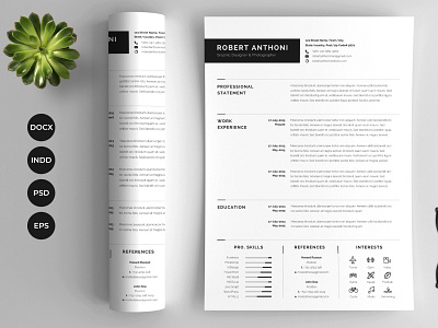 Clean Resume a4 black clean creative cv desigm docx free indesign infographic instant download job seekers mac pages modern ms word pack photoshop resume template us letter