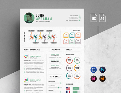 Info-graphic Resume Cv Word clean contract cover letter creative cv cv design cv template design elegant free resume indesign infographic instant download mac pages modern photoshop portfolio professional resume word resume