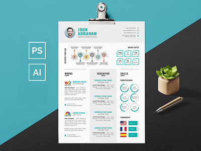 Info graphic Resume/CV clean cv template clean resume template creative resume template cv template infographic resume modren resume resume template word resume template