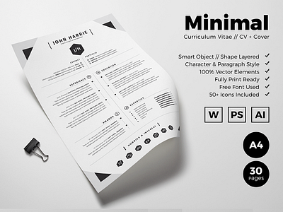 Minimal Curriculum Vitae clean resume creative resume cv cv design cv template minimalist resume modern resume resume resume mac pages resume photoshop resume template resume word