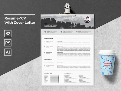 Resume/CV With Cover Letter clean resume cv cv design cv template minimal resume resume resume mac pages resume template word resume