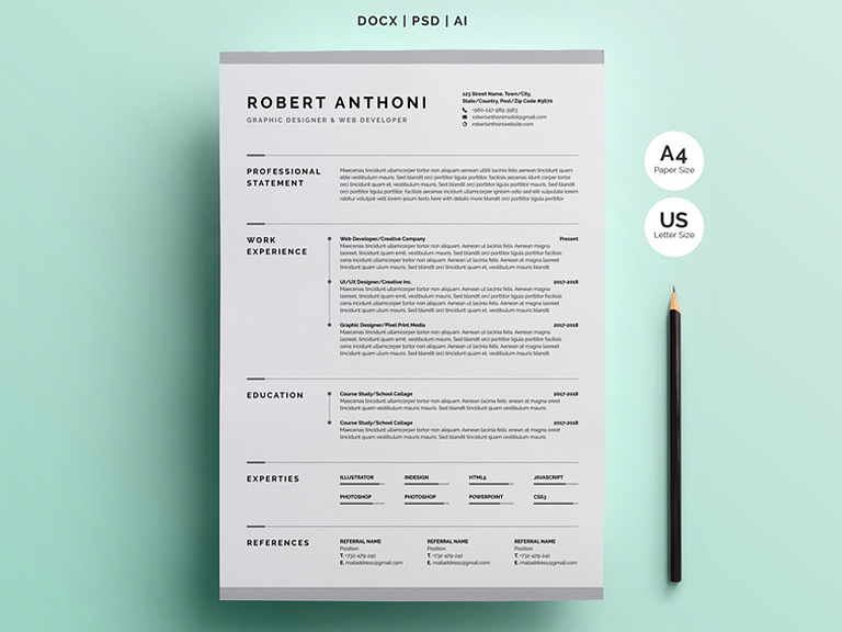 Creative Resume/CV Template by White Graphic on Dribbble