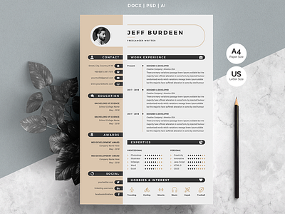 Resume Template & Cover Letter clean resume creative resume cv cv template infograohice resume modern resume resume resume instant download resume template word resume