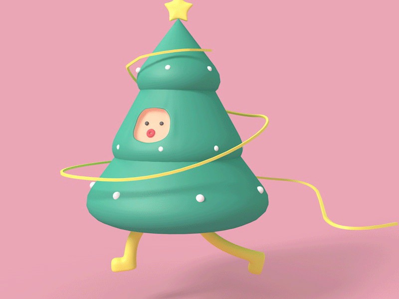 The Christmas tree runs 动态 圣诞树 跑步