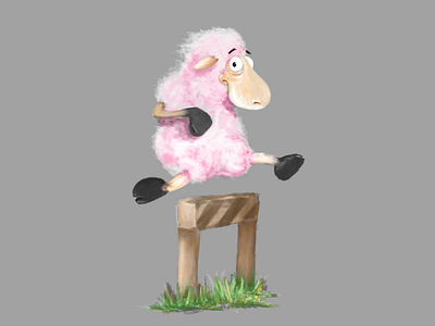 Jumping Sheep character fence illustration jumping painting photoshop sheep what the flock