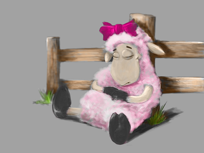 Sleeping Sheep character cute fence illustration painting photoshop pink sheep sleeping what the flock