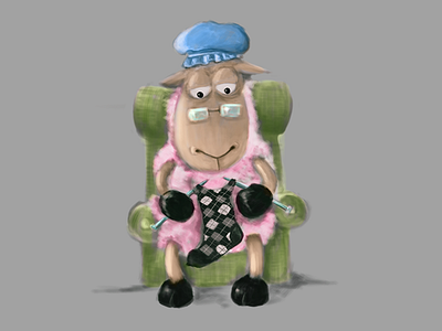Knitting Sheep argyle character cute funny illustration painting photoshop sheep sock what the flock