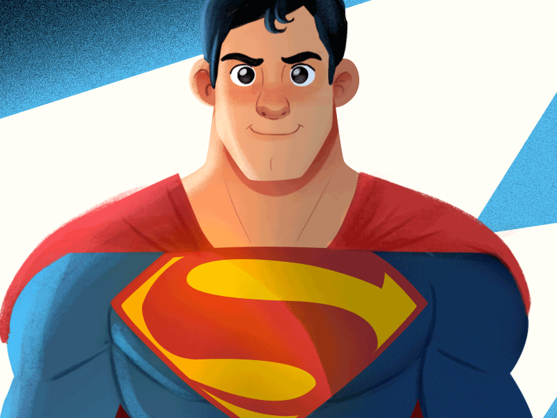 Superman superpowers cartoon character design comics gif motion superman