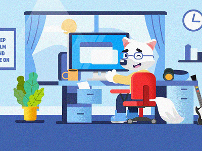 Keep calm and Code on character design design designer developer flat illustration fox illustration illustrator mascot vector