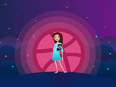 Hello Dribbble! 2d debuts shots dribbble girl illustration