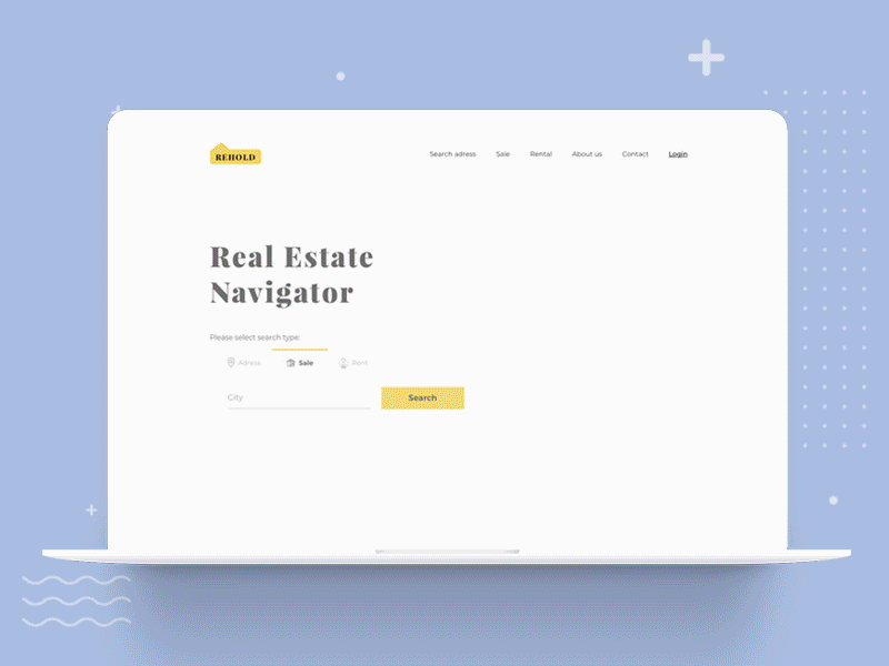 Website for Rehold 2d adobephotoshop animation branding buiding colors design photoshop re design rehold rent sale sketch typography ui ux web yellow