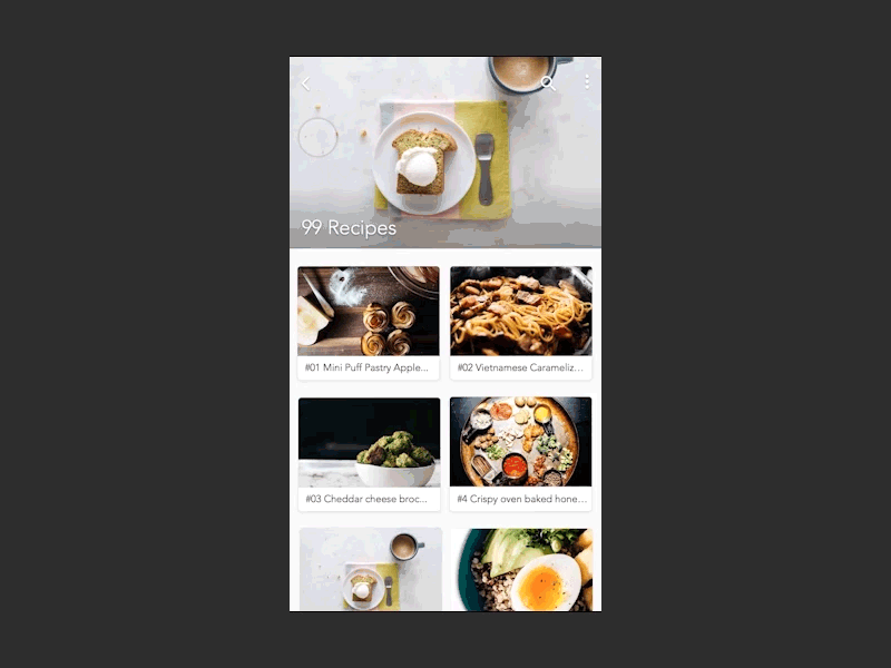 99s android animation blog blogpost show food blog gif hobby app ios principle reveal reveal animation show