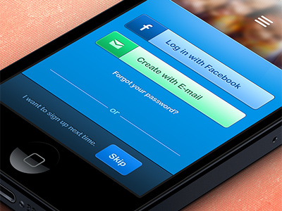 Log in app button facebook login social ui