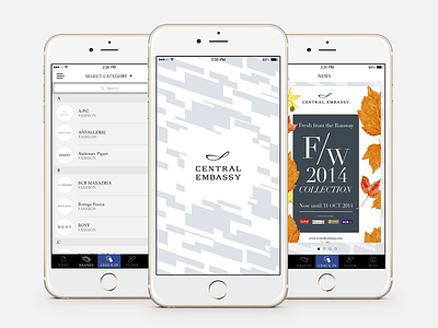 Central Embassy app clean design iphone layout mall minimal mockup shopping sketch ui