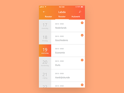 Labda app design agenda app gradient homescreen homework interface labda menu rooster schedule ui ux