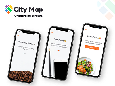 City Map - Onboarding Screens app design illustration ui ux