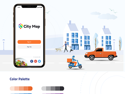 City Map - Landing app design illustration ui ux