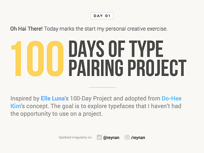 Start: 100 100 days of type pairing typography