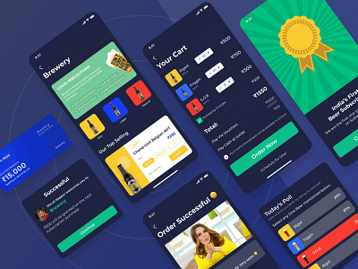 Brewery Visual Design- Freebie app app design apple application beer club app dark mode dark theme drinks drinks menu figma figmauikit ios restaurant app ui uidesign uiux visual design