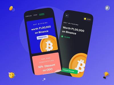 Fintech App : Rewards app app design bitcoin coins crypto cryptocurrency figma design fintech fintech app ios reward coin ui uidesign uiux visual design
