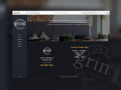 Corner Grind Cafe | Website Design australia branding cafe cafeteria coffee design logo logo design sparkweb web web design website website concept website design