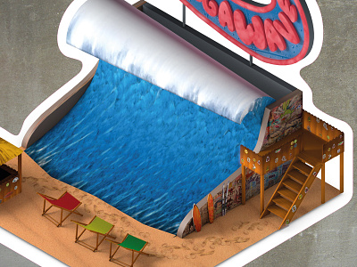 Megawave 3d beach c4d cinema4d sand sticker surf texturing theme park water wave