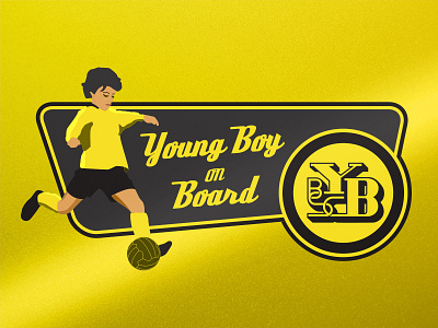 Young Boy on Board baby on board bern bsc yb car car sticker football retro sticker vintage yb young boys