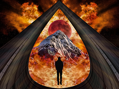 March Editing Challenge Image 23 fire moon mountain scifi silhouette