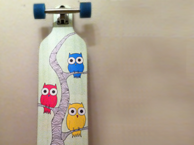 Owl Skateboard bird cmyk longboard nature owl skate skateboard tree