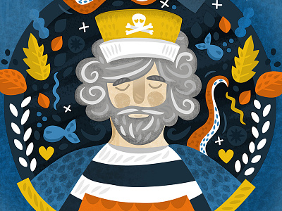 Captain Pirate captain fish illustration ocean pirate sailing sea vector