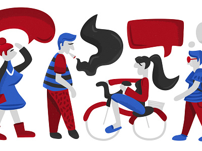 People bike illustration people smoking vector walking