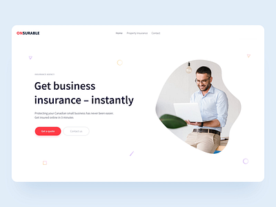 Onsurable Landing after effects animation blue business clean corporate design digital gif interaction interface landing page minimal motion simple ui ux web website white
