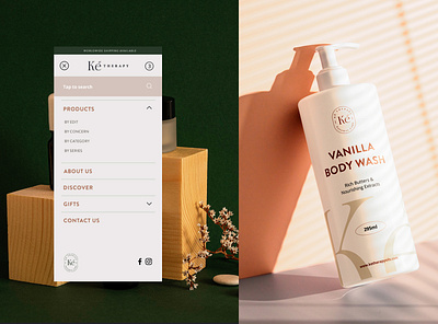 Ke Therapy; Visual Identity, Packaging and Website cosmetics landing page local brand organic skincare
