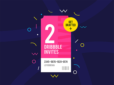 2 Dribbble Invites drafted dribbble dribbbleinvite illustration invitation invite player portfolio ticket