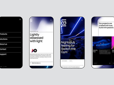 Mobile Screens for a Lighting Company black branding coenen design digital gradients ingmar lines mobile ui white