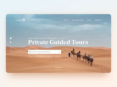 Private Guided Tours app design application desktop explore interaction design landingpage photography search tourism travel travel app typogaphy ui ux webdesign website