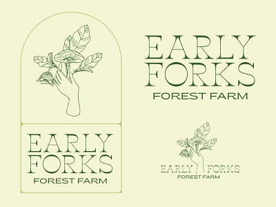 Early Forks Forest Farm logos brand design brand identity farm graphic design illustration logo design logo designer mushrooms typography