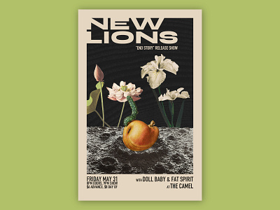 New Lions EP Release Poster collage concert flyer found image graphic design poster art
