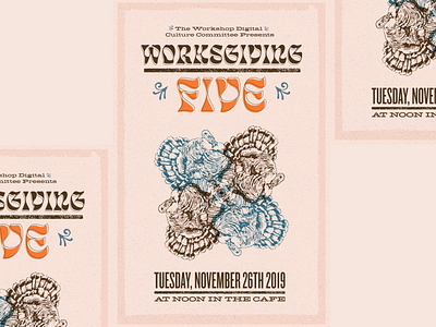 Worksgiving Five poster graphic design internal project poster thanksgiving turkey typography