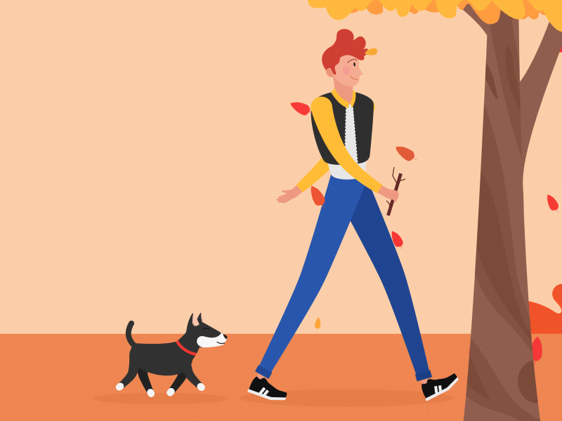 Autumn after effects animal animation autumn character dog fall leaves tree walk cycle