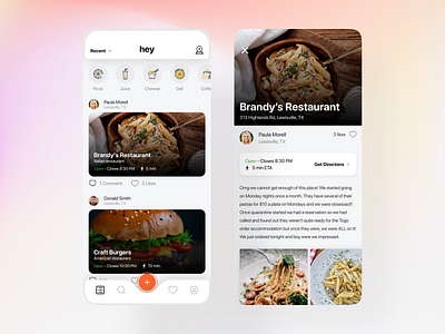 Restaurant Recommendations App app flat food minimal restaurant ui ux